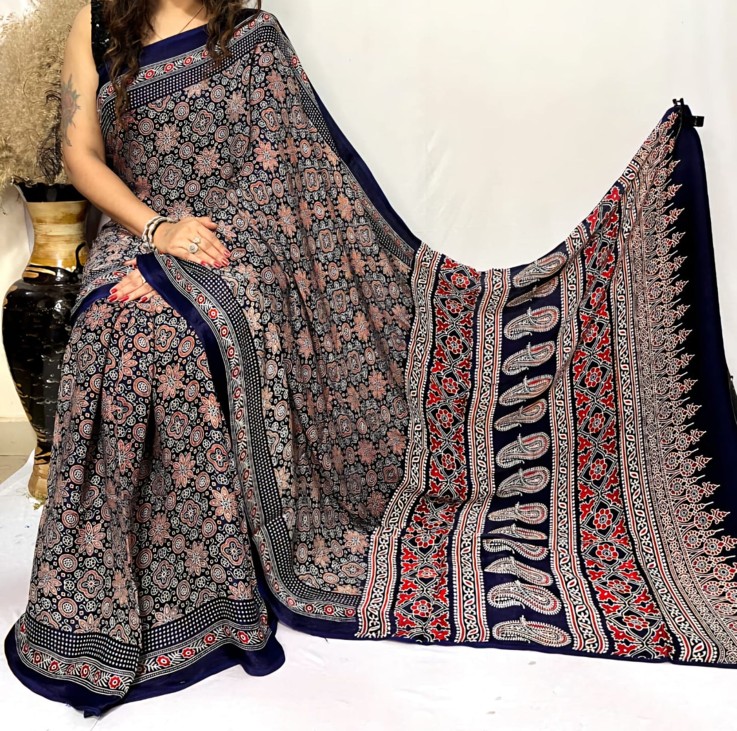 Ajrakh Print Modal Silk Style 33