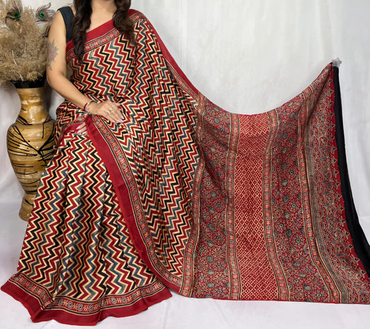 Ajrakh Print Modal Silk Style 1