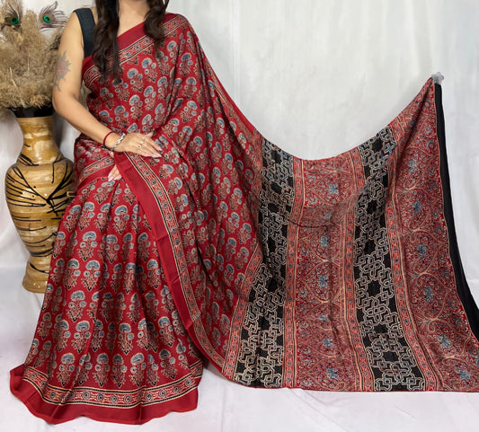 Ajrakh Print Modal Silk Style 8