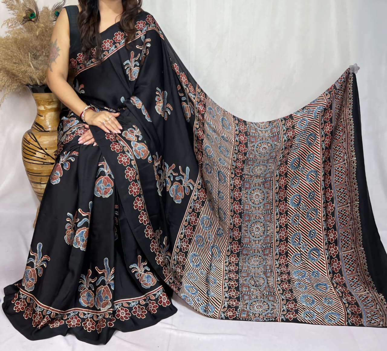 Ajrakh Print Modal Silk Style 9