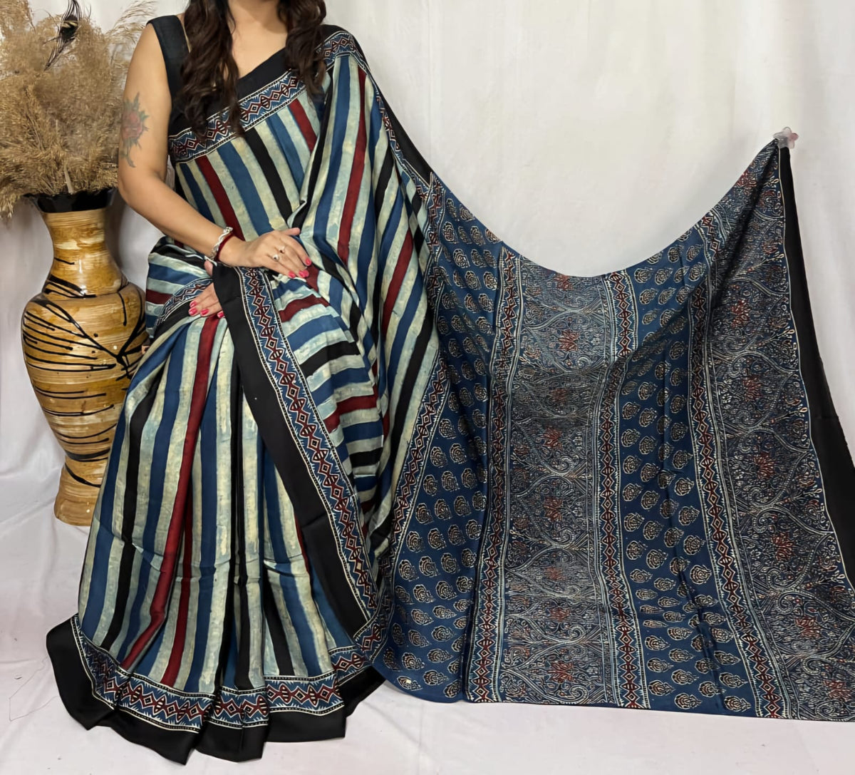 Ajrakh Print Modal Silk Style 22